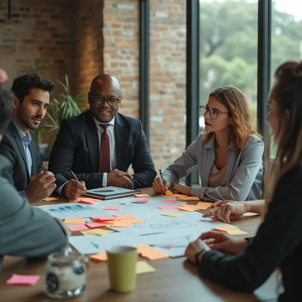Equipo de consultores durante reunión estratégica anual